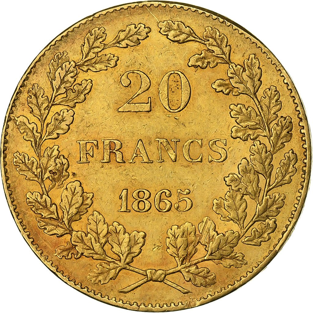 Belgium, Leopold I, 20 Francs, 1865, Brussels, Gold, EF(40-45), KM:23