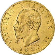 Italie, Vittorio Emanuele II, 20 Lire, 1863, Turin, Or, TTB, KM:10