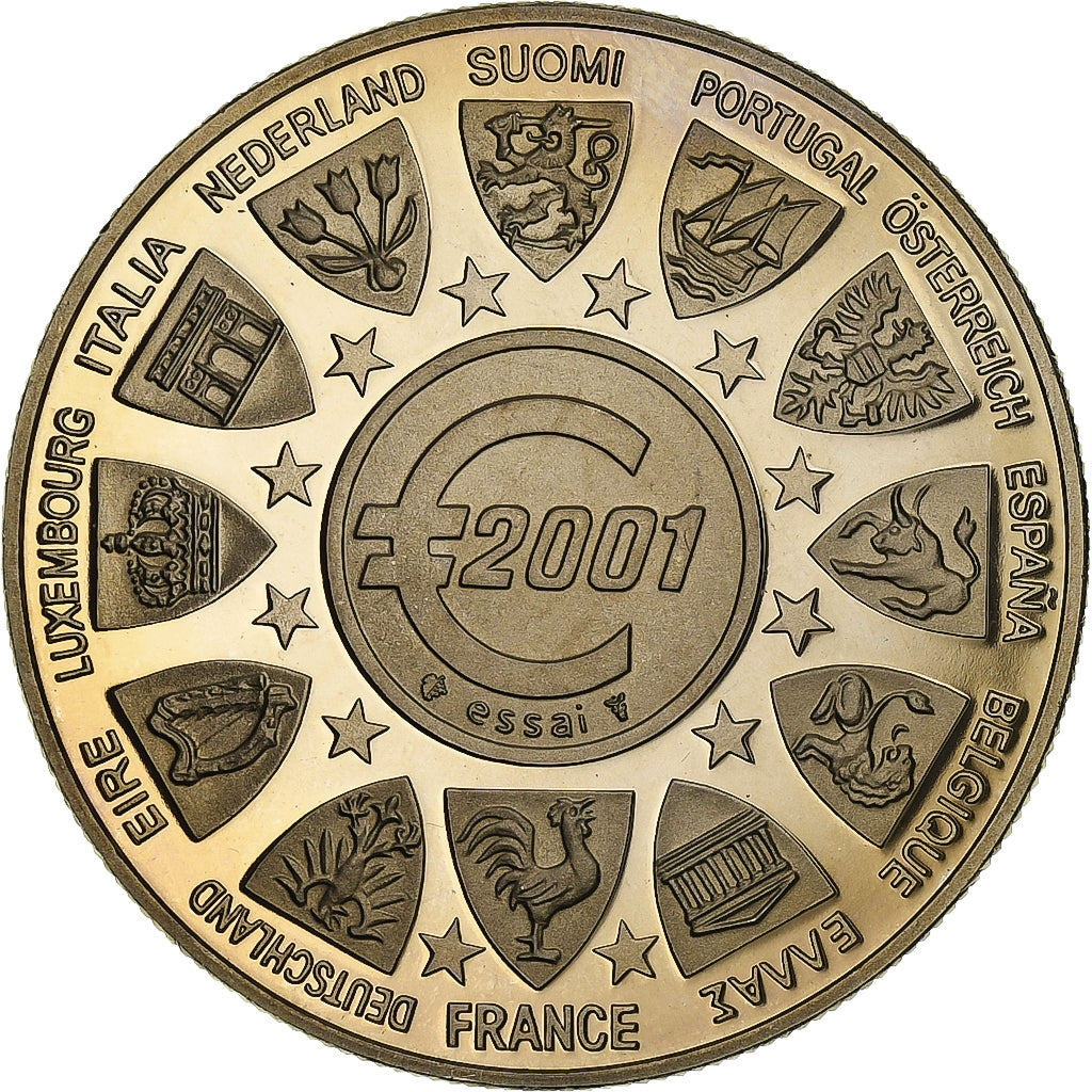 França, medalha, Essai Euro Marianne, 2001, Cobre-níquel, AU(55-58)