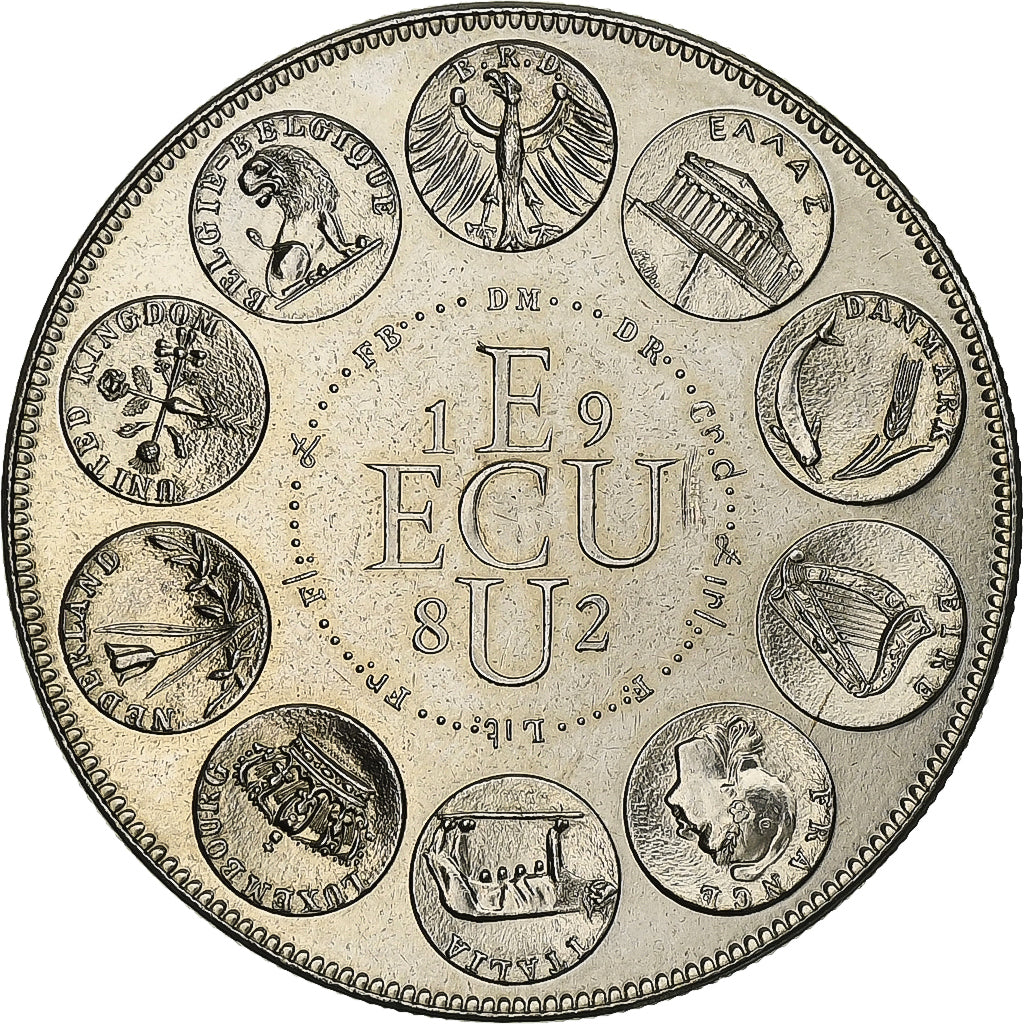 França, medalha, Ecu Europa, Europe Assise, 1982, Cobre-níquel, AU(55-58)