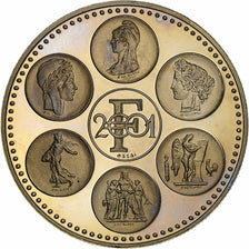 França, medalha, Fin du cours légal du Franc, 2001, Cobre-níquel, AU(55-58)