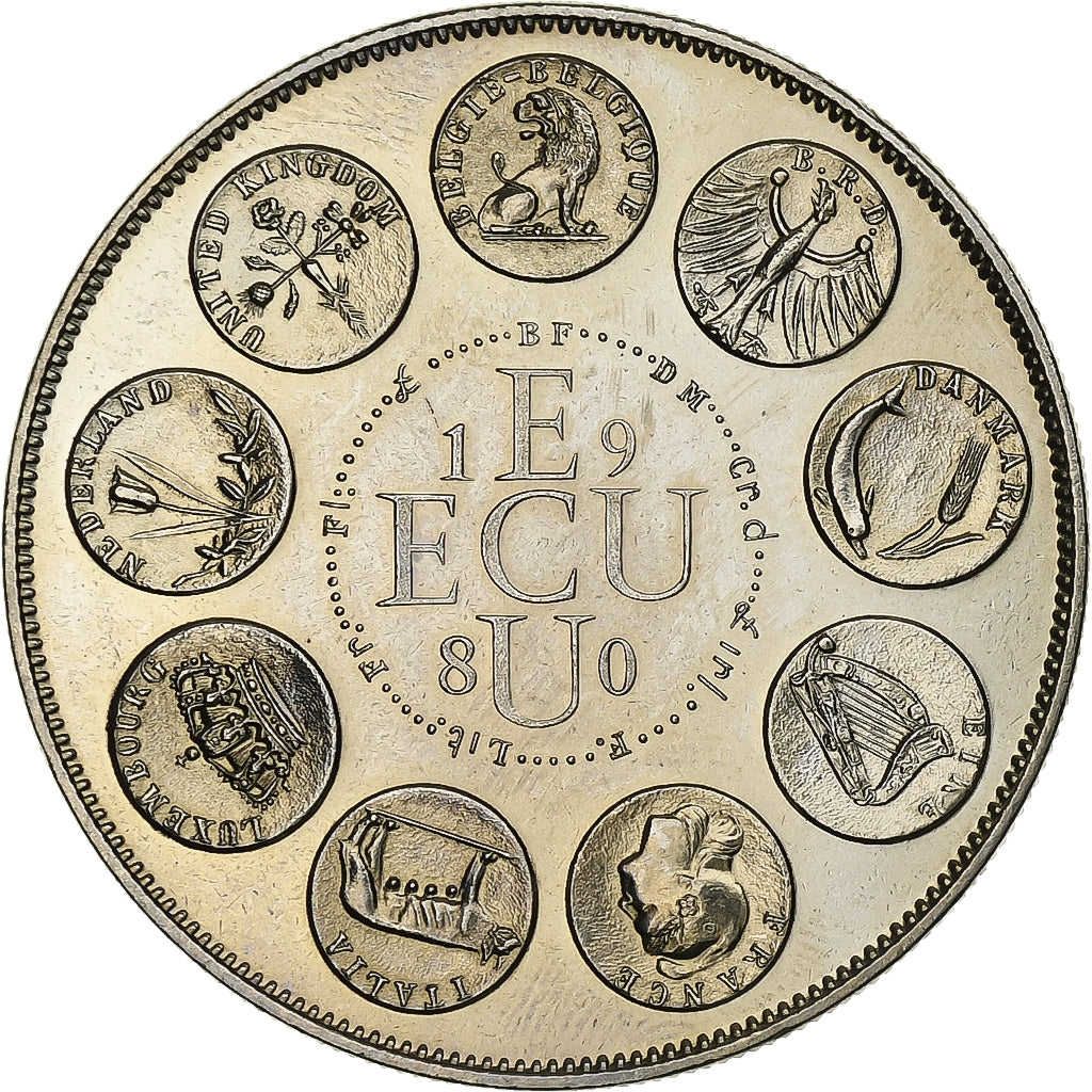 França, medalha, Ecu Europa, Europe Assise, 1980, Cobre-níquel, AU(55-58)