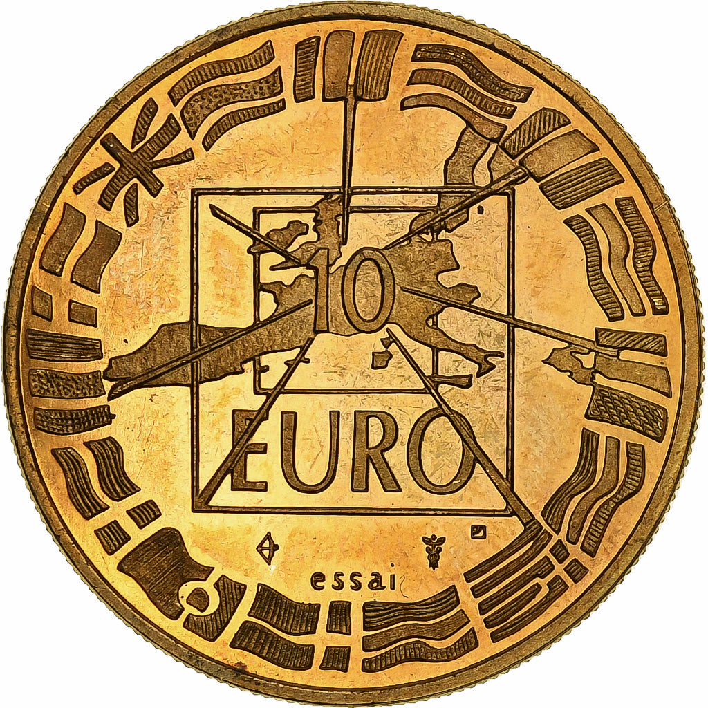 France, Médaille, 10 Euro, De Gaulle-Adenauer, 1998, Copper Gilt, SUP