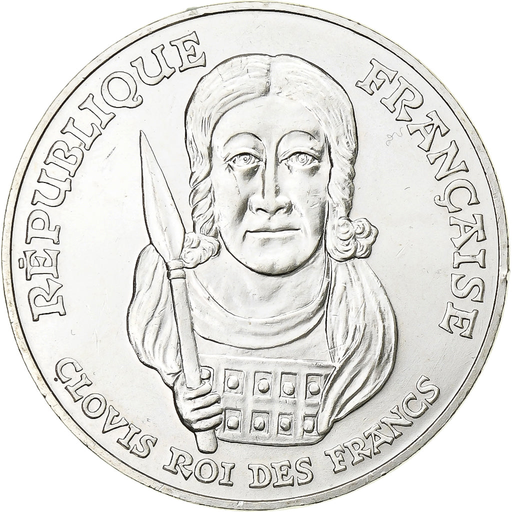France, 100 Francs, Clovis, 1996, MDP, Silver, AU(55-58), KM:1180