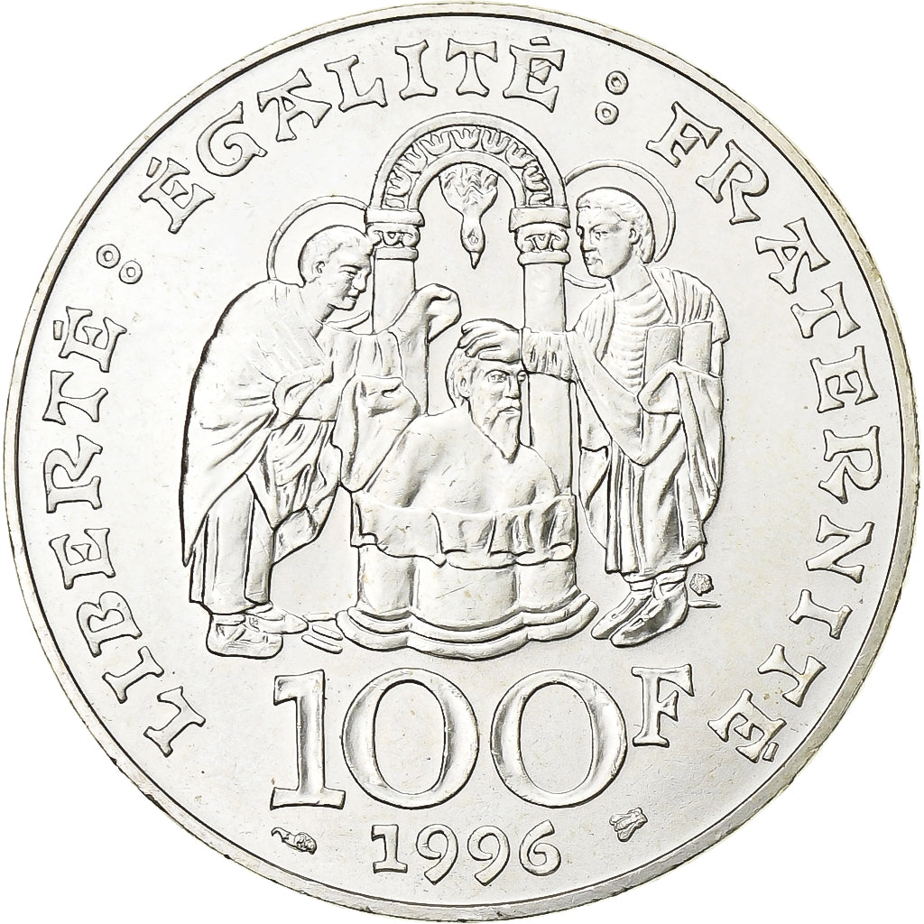 France, 100 Francs, Clovis, 1996, MDP, Silver, AU(55-58), KM:1180