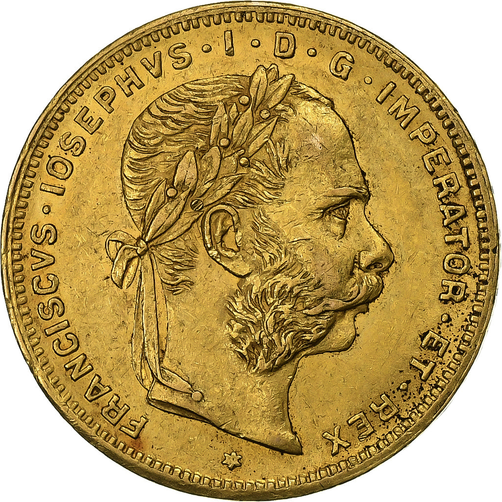 Áustria, Franz Joseph I, 8 Florins-20 Francs, 1882, Vienna, Dourado, AU(50-53)