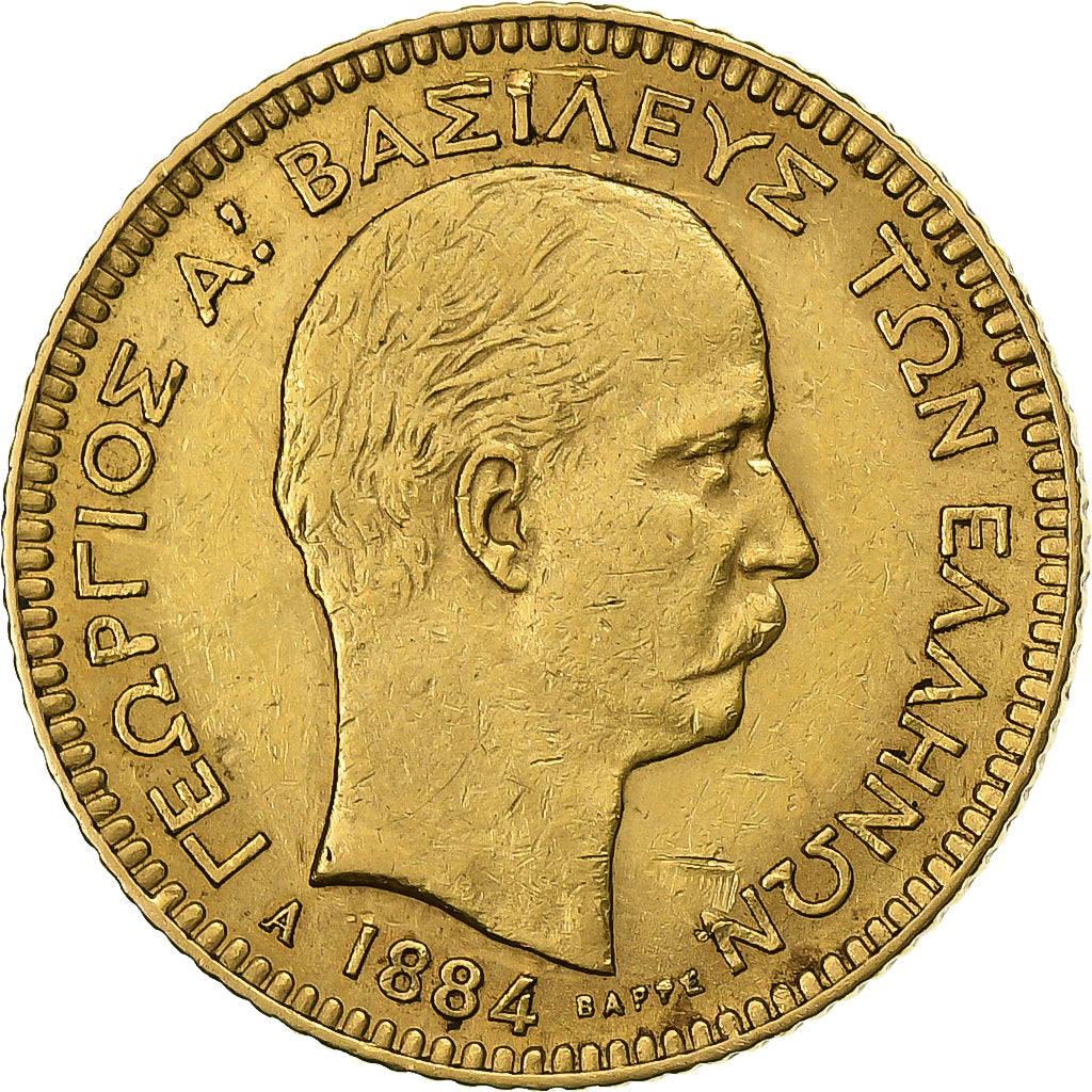Griekenland, George I, 20 Drachmai, 1884, Paris, Goud, ZF, KM:56