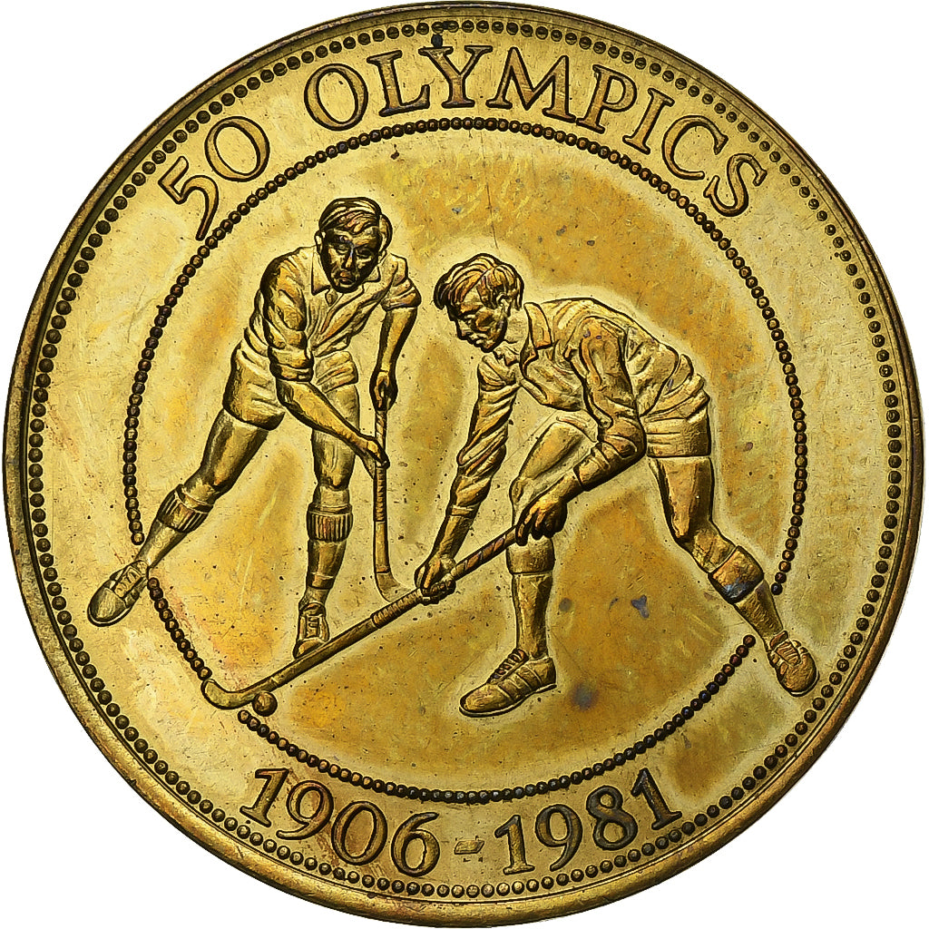 Belgio, ficha, 50 Olympics, Hockey sur Gazon, 1981, Acciaio placcato ottone, BB