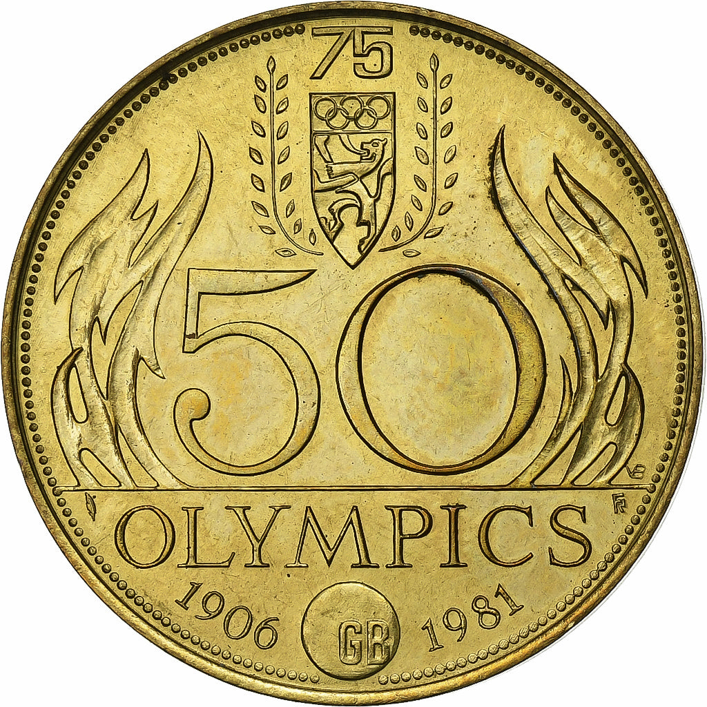 Belgio, ficha, 50 Olympics, Hockey sur Gazon, 1981, Acciaio placcato ottone, BB