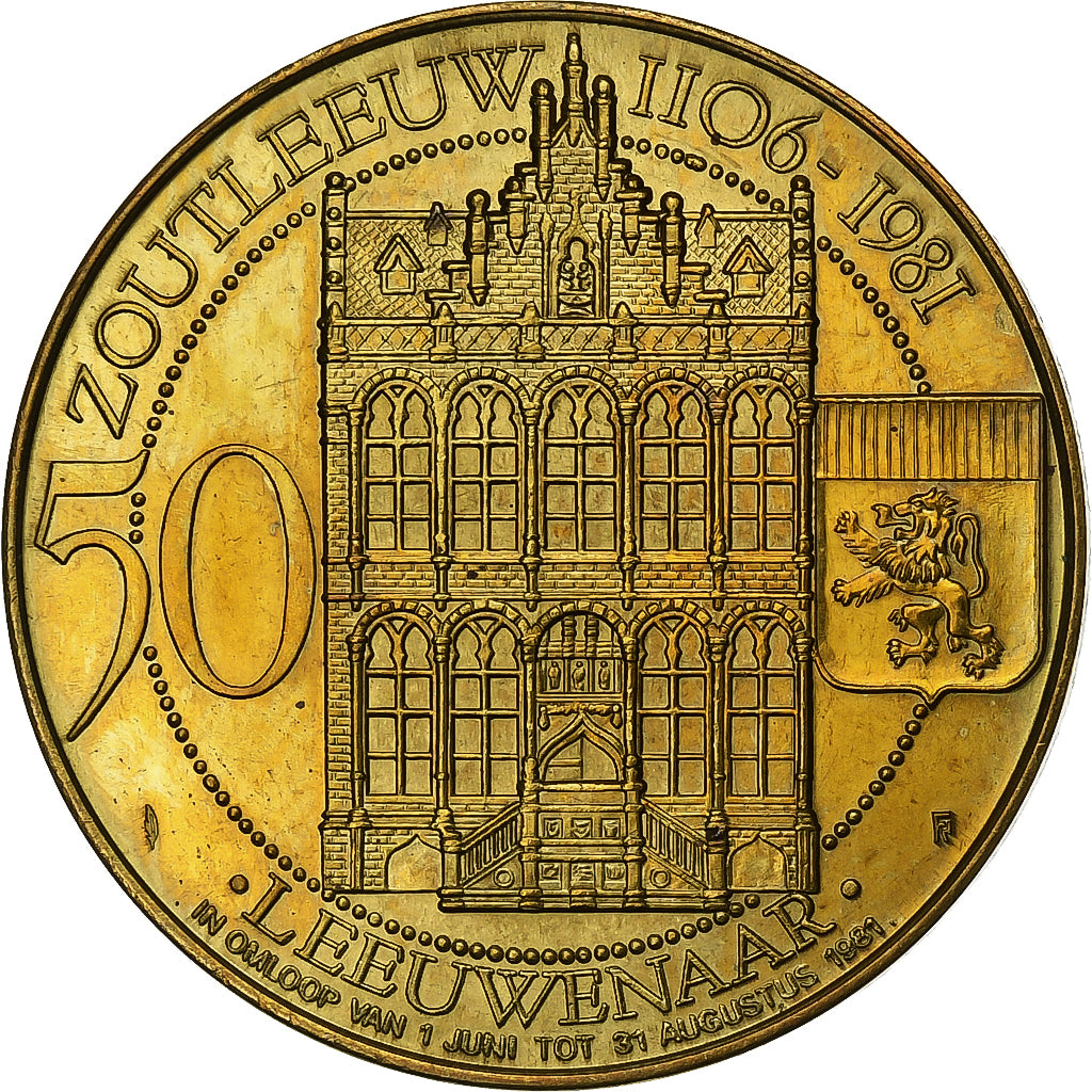 Belgia, Token, 50 Leeuwenaar - Zoutleeuw, 1981, Mosiądz platerowany stalą