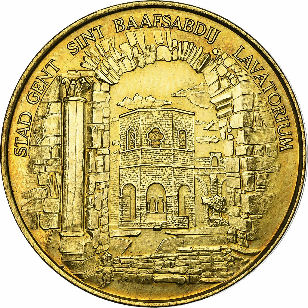 Bélgica, zeton, 25 Gandae - Gent, 1980, Latón chapado en acero, MBC