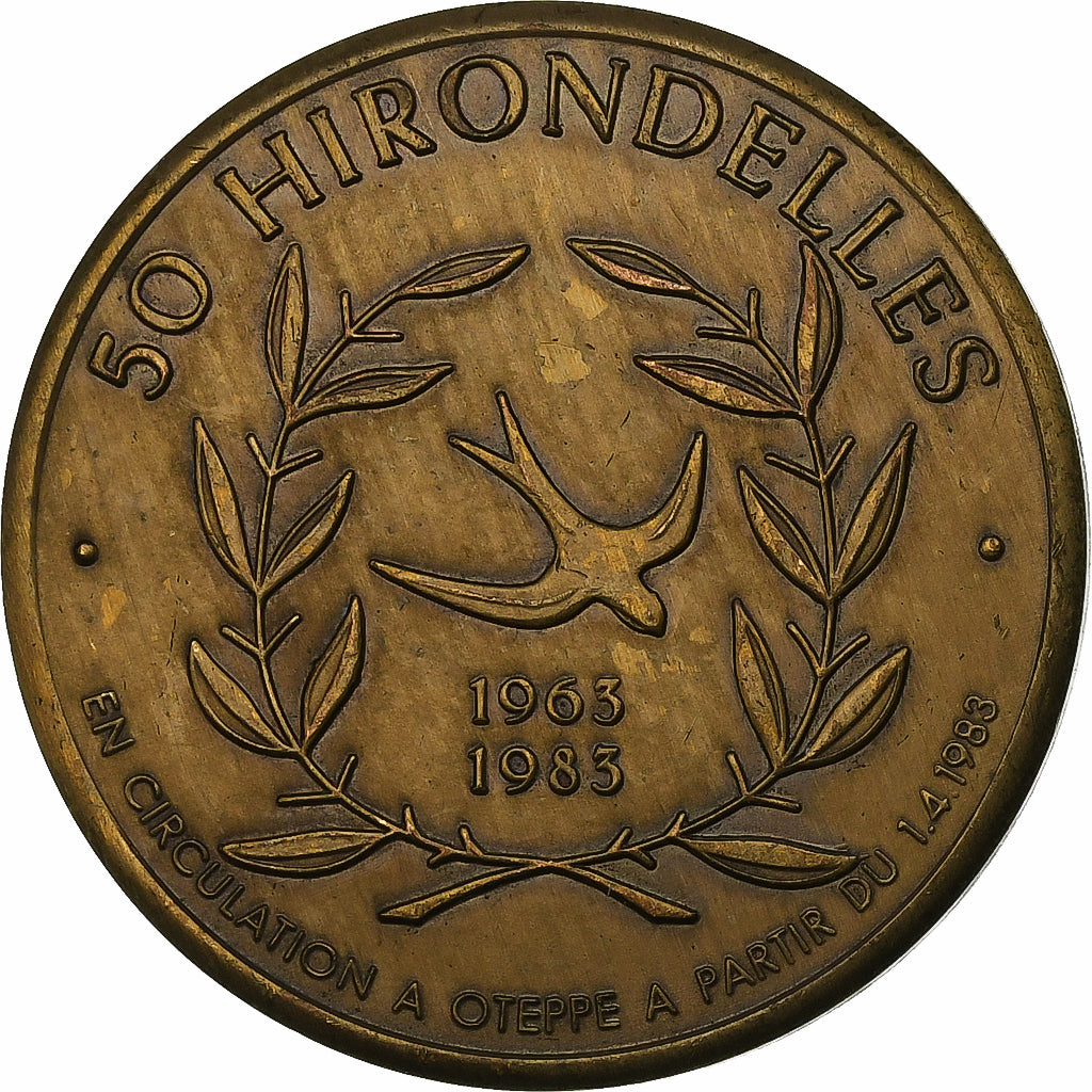 Belgia, Token, 50 Hirondelles - Oteppe, 1983, Brązowy, EF(40-45)