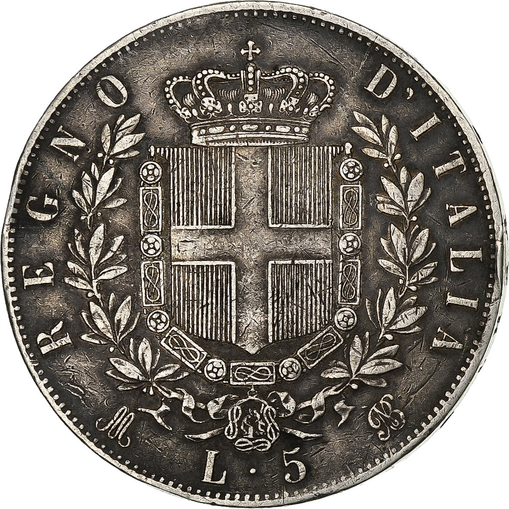 Italy, Vittorio Emanuele II, 5 Lire, 1874, Milan, Silver, EF(40-45), KM:8
