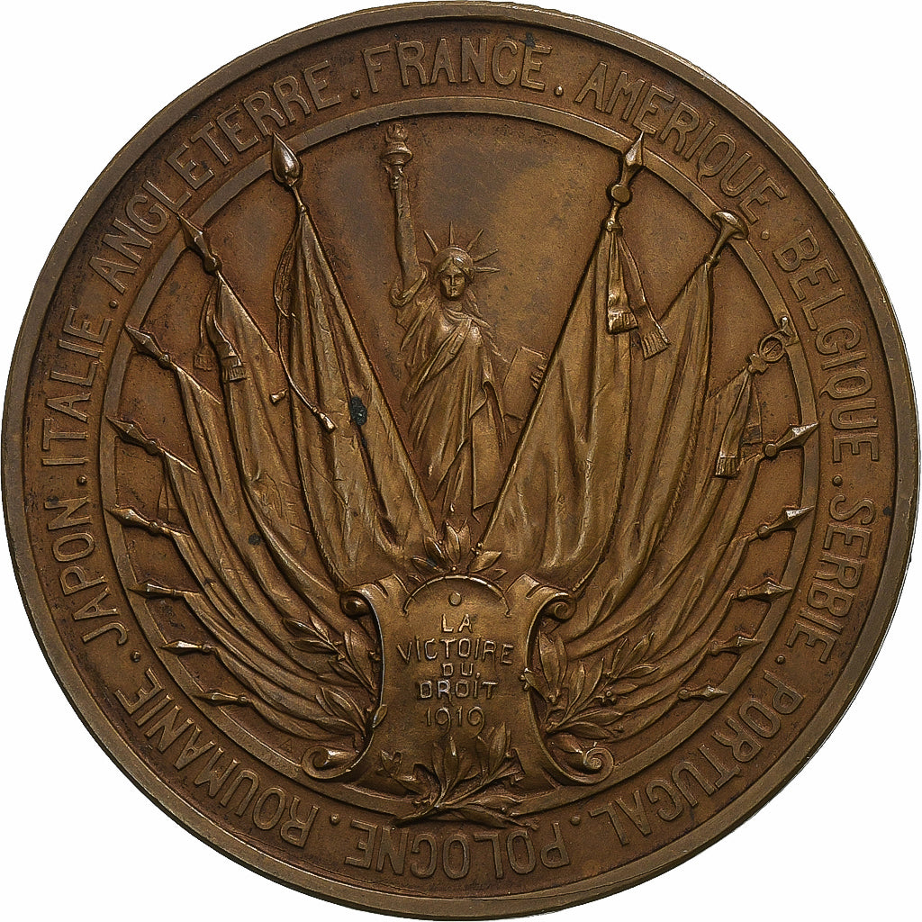Frankreich, Medaille, Traité de Versailles, Victoire du Droit, 1919, Bronze, SS