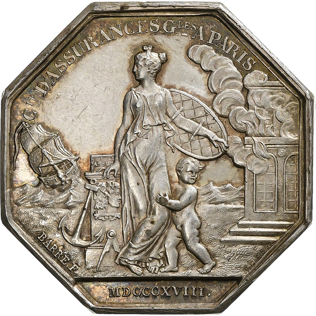 France, Token, Louis XVIII, Compagnie d'Assurances Générales à Paris, 1818