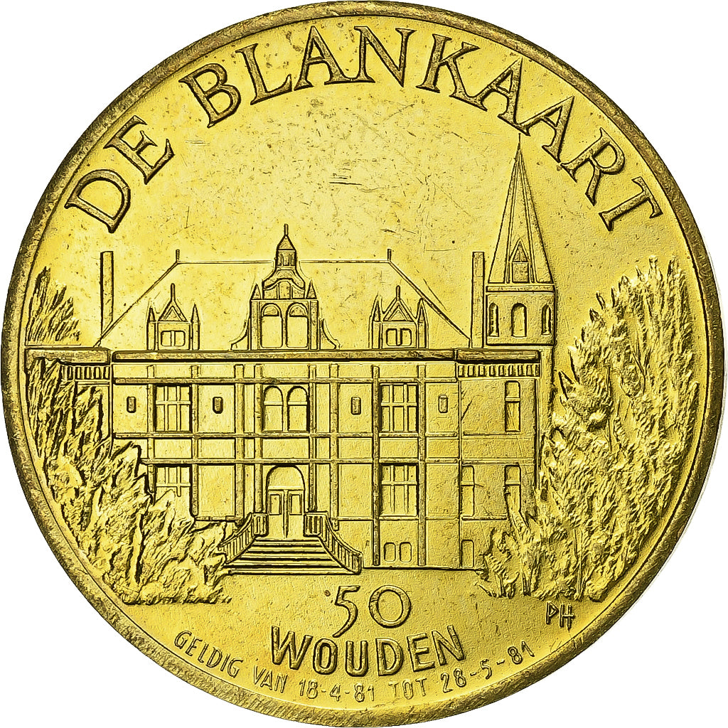 Belgio, ficha, 50 Wouden, 1981, Rame, BB