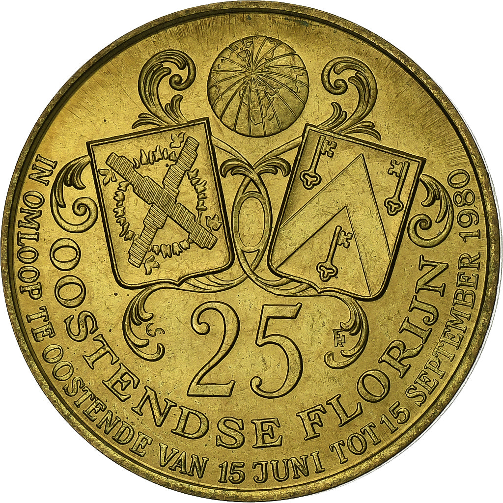 Belgien, betaalpenning, 25 Oostendse Florijn, 1980, Brass plated steel, SS+