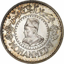 Morocco, Mohammed V, 500 Francs, 1956/AH1376, Silver, AU(50-53)