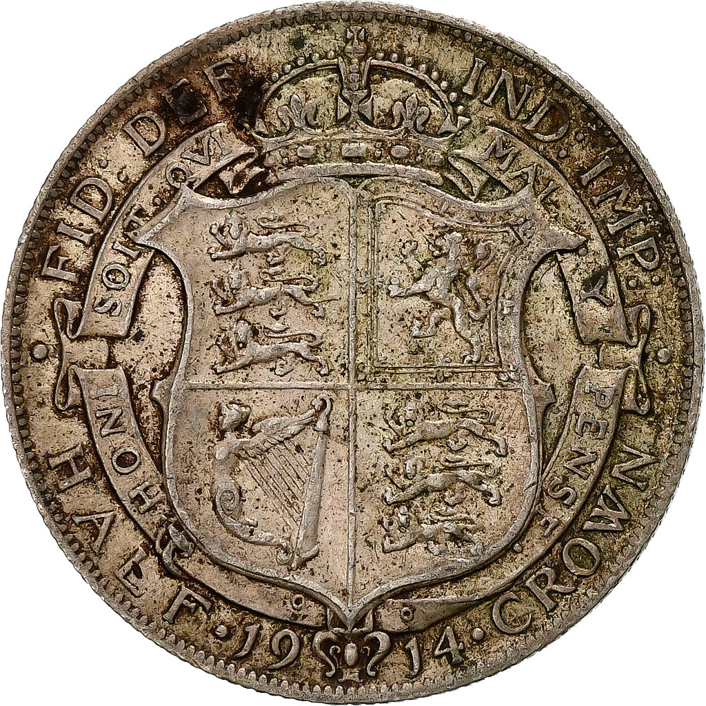 Great Britain, George V, 1/2 Crown, 1914, Silver, EF(40-45), KM:818.1