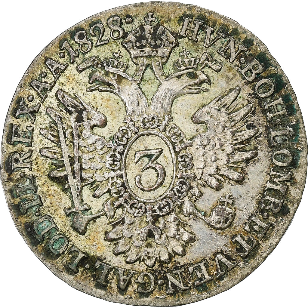 Autriche, Franz Joseph I, 3 Kreuzer, 1828, Vienne, Argent, TTB, KM:2119