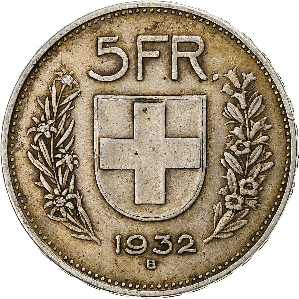 Switzerland, 5 Francs, 1932, Bern, Silver, EF(40-45), KM:40