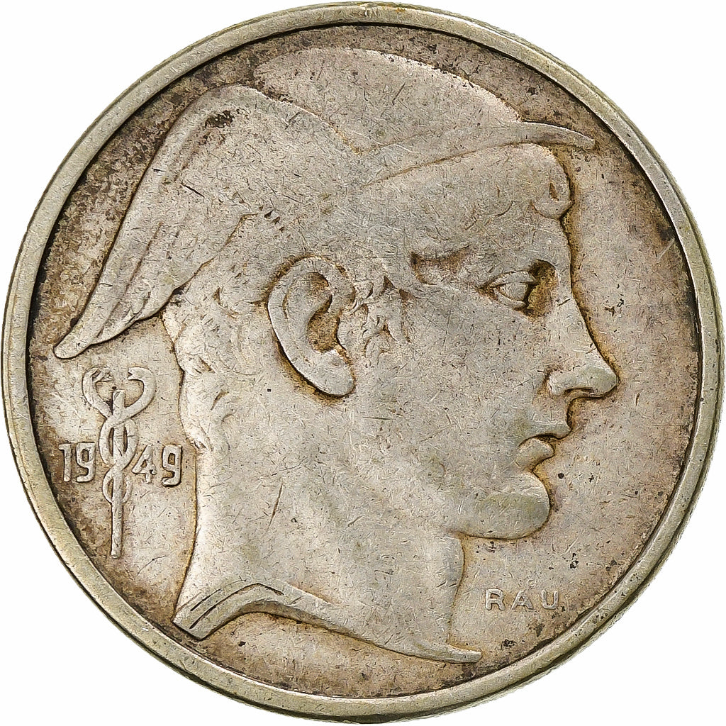 Belgium, 50 Francs, 1949, Brussels, Silver, EF(40-45), KM:136