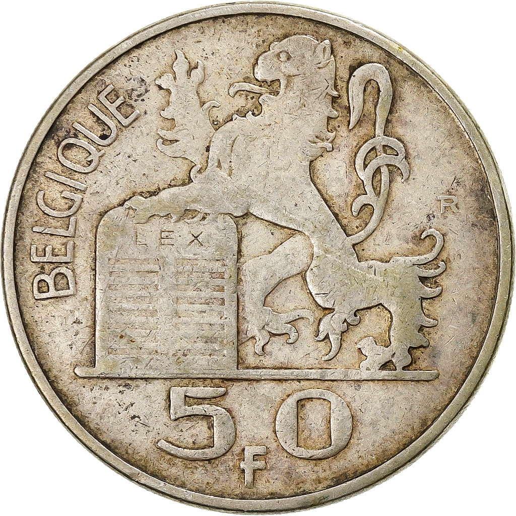 Belgium, 50 Francs, 1949, Brussels, Silver, EF(40-45), KM:136