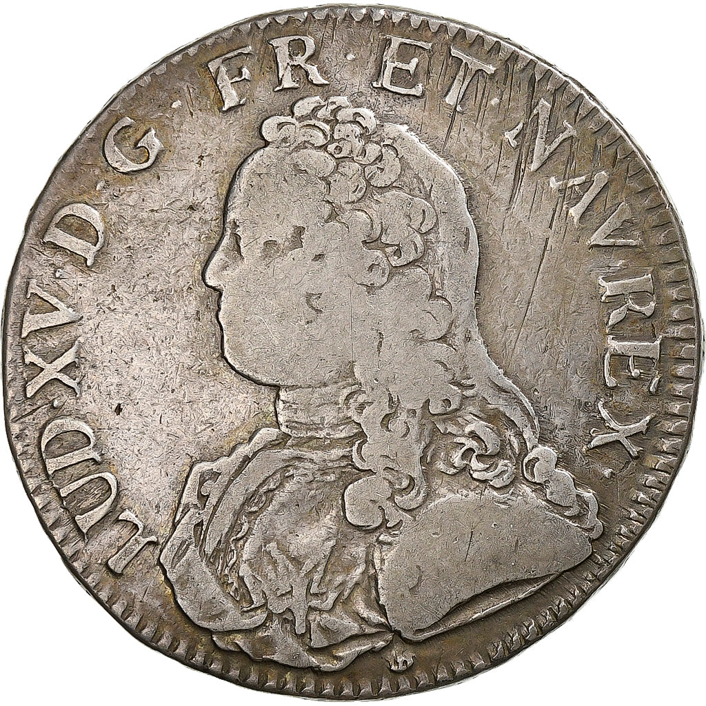 France, Louis XV, Ecu aux branches d'olivier, 1729, Lyon, Silver, VF(20-25)