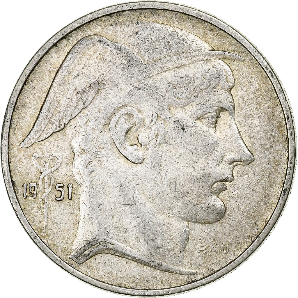 Belgium, 20 Francs, Mercure, 1951, Silver, EF(40-45)