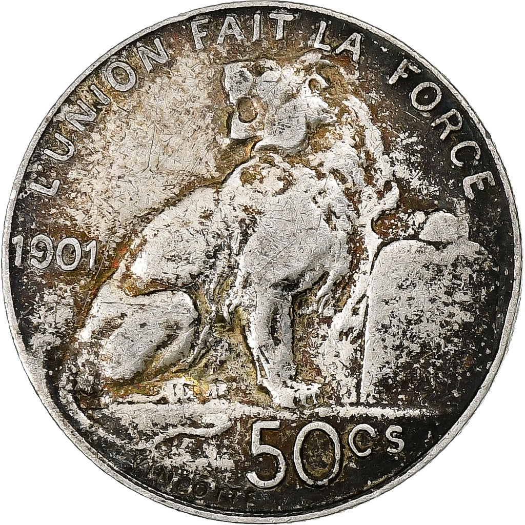 Belgien, Leopold II, 50 Centimes, 1901, Silber, S+, KM:50