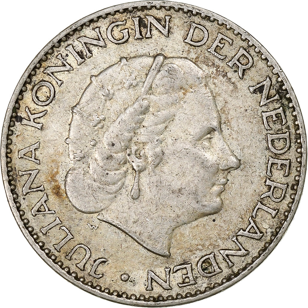 Holandia, Juliana, 1 Gulden, 1955, Srebro, EF(40-45), KM:184