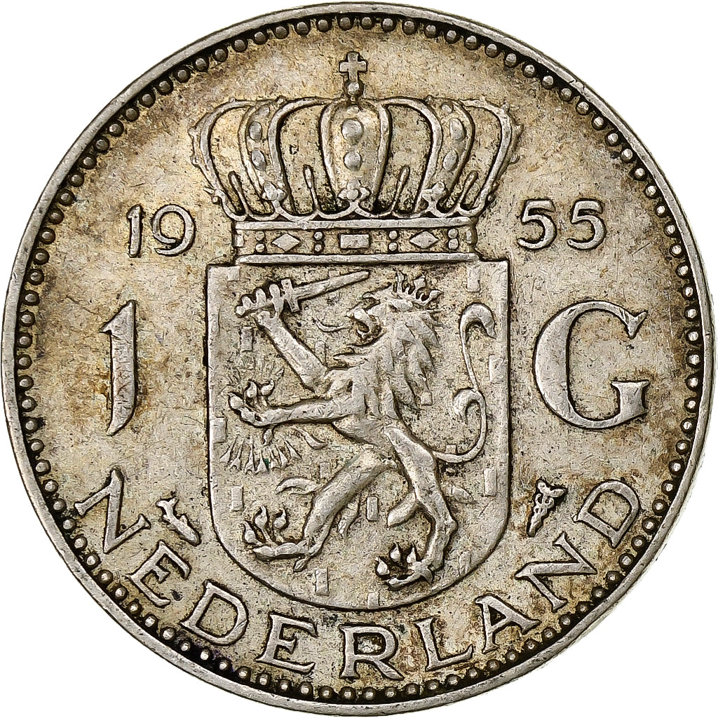 Holandia, Juliana, 1 Gulden, 1955, Srebro, EF(40-45), KM:184