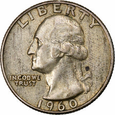 United States, Washington Quarter, 1960, Philadelphia, Silver, EF(40-45), KM:164