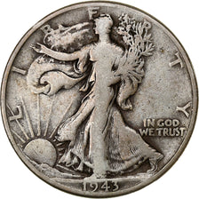 United States, Half Dollar, 1943, Philadelphia, Silver, VF(20-25), KM:142
