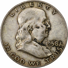 United States, 1/2 Dollar, Franklin, 1958, Denver, Silver, EF(40-45), KM:199