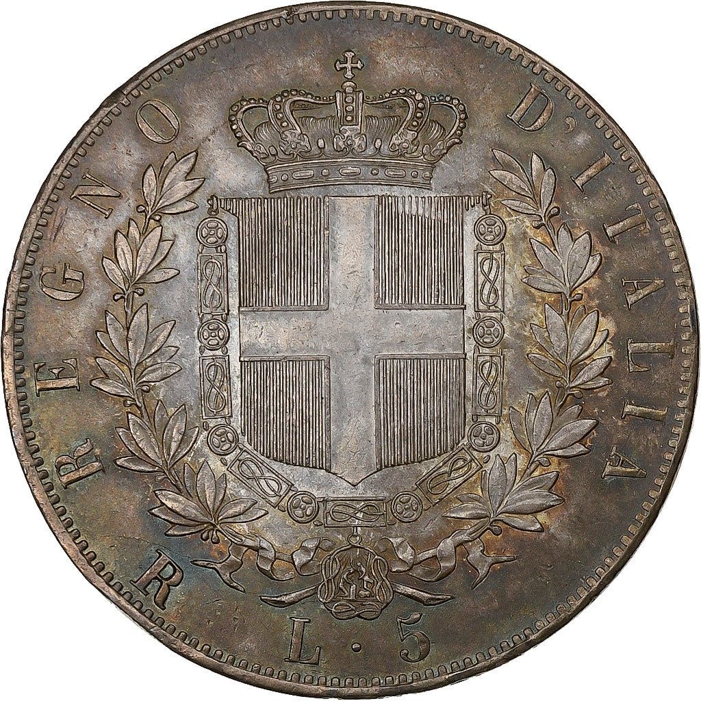 Italie, Vittorio Emanuele II, 5 Lire, 1877, Rome, Argent, TTB+, KM:8