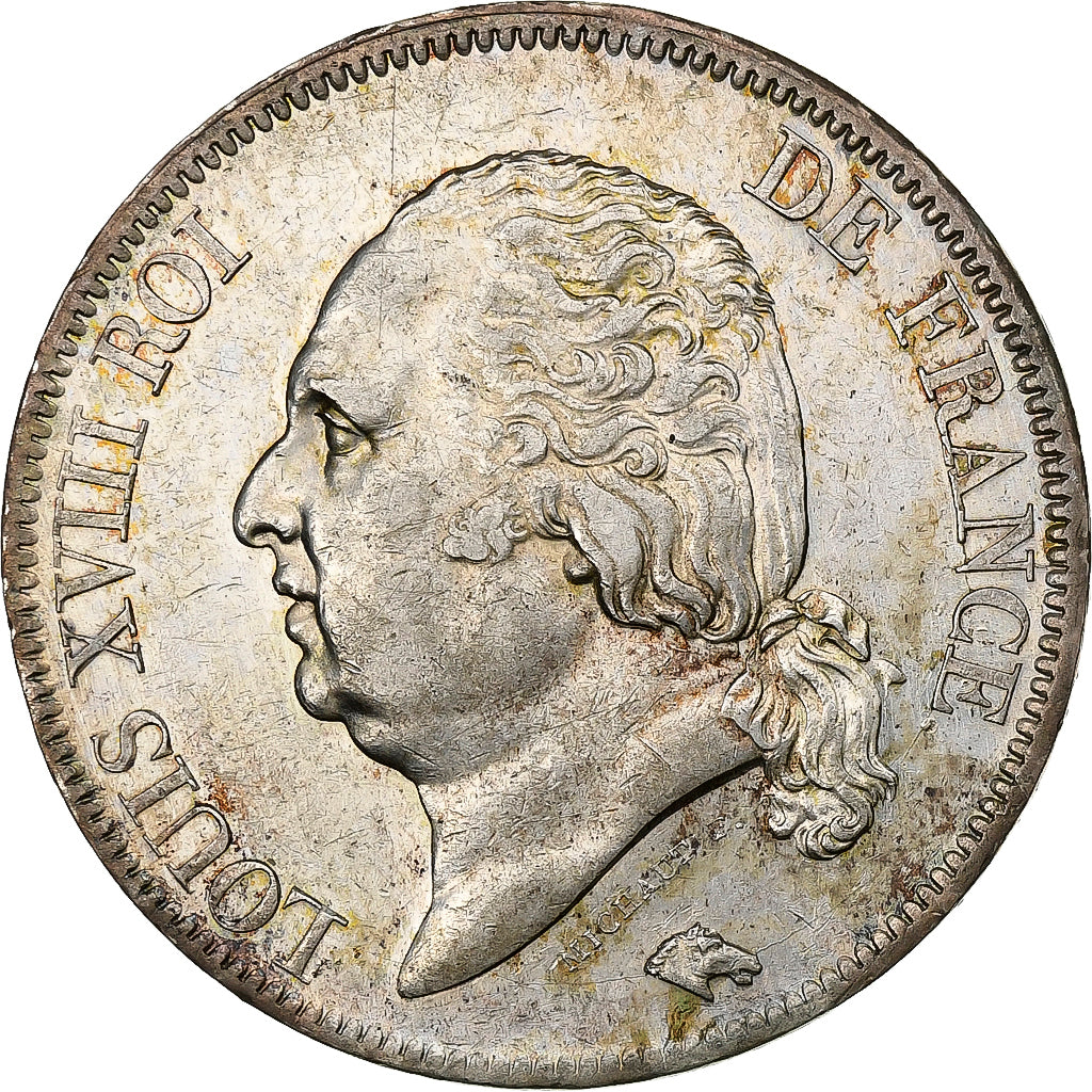 France, Louis XVIII, 5 Francs, 1819, Rouen, Silver, EF(40-45), KM:711