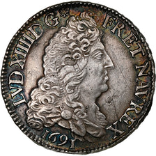 Frankrijk, Louis XIV, 1/2 Écu aux 8 L, 1691, Paris, Zilver, ZF, Gadoury:184