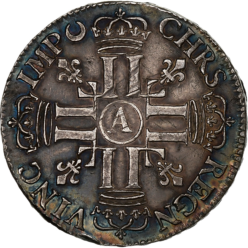Frankrijk, Louis XIV, 1/2 Écu aux 8 L, 1691, Paris, Zilver, ZF, Gadoury:184