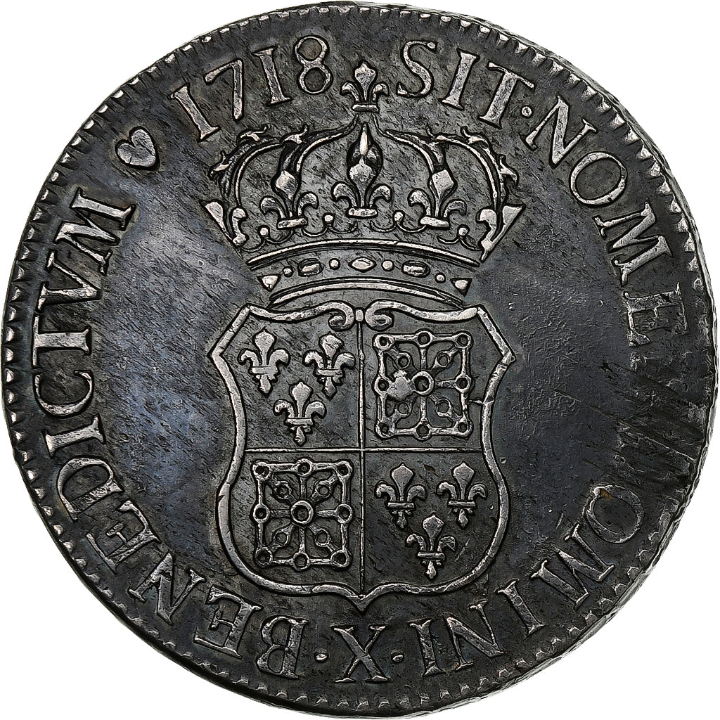 Frankreich, Louis XV, Écu de France-Navarre, 1718, Amiens, Silber, SS