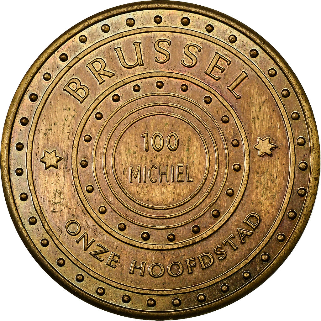 België, Token, 100 Michiel - Brussel, 1983, Bronzen, ZF+