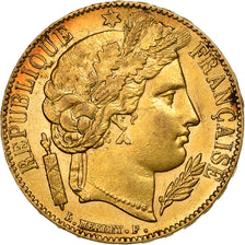 Francja, 20 Francs, Cérès, 1851, Paris, Złoto, EF(40-45), KM:762