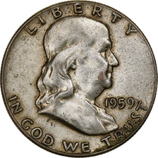 United States, Half Dollar, Franklin, 1959, Philadelphia, Silver, EF(40-45)