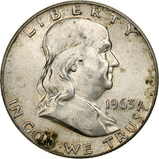 United States, Half Dollar, Franklin, 1963, Denver, Silver, EF(40-45), KM:199