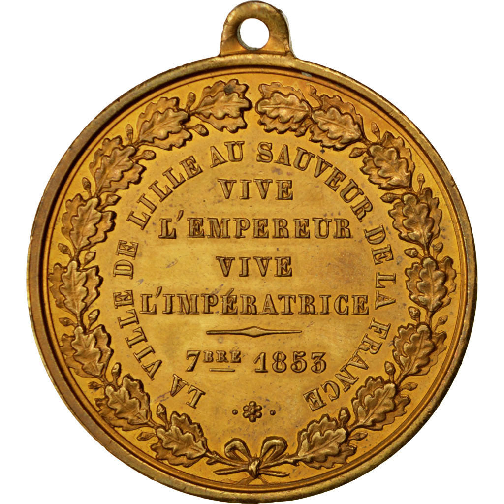 Francja, medal, Drugie imperium francuskie, 1853, Miedź, AU(55-58)