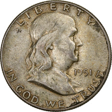 United States, Half Dollar, Franklin, 1951, Philadelphia, Silver, EF(40-45)