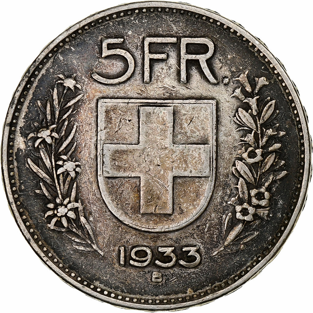 Schweiz, 5 Francs, 1933, Bern, Silber, SS, KM:40