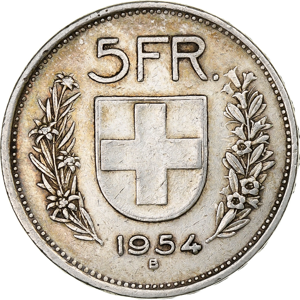 Schweiz, 5 Francs, 1954, Bern, Silber, SS+, KM:40