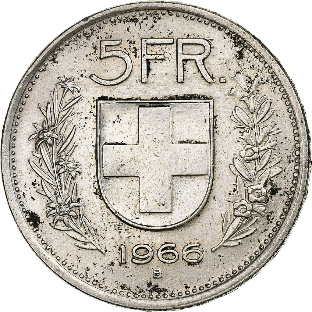 Switzerland, 5 Francs, 1966, Bern, Silver, AU(50-53), KM:40