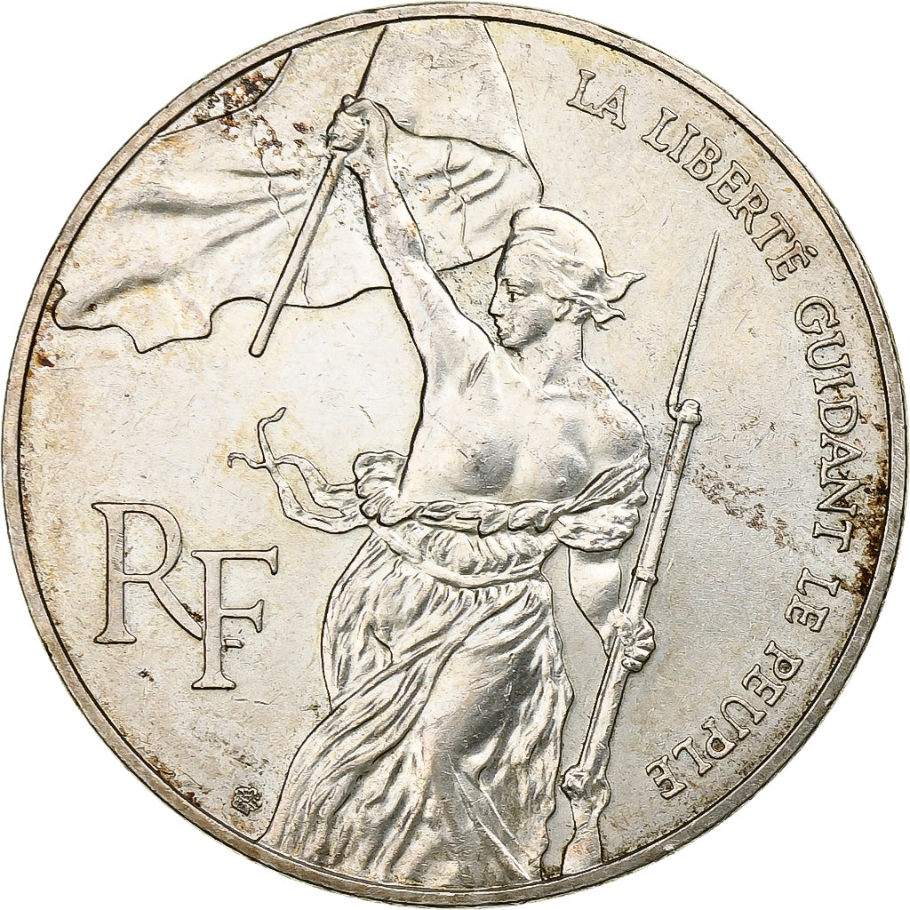 France, 100 Francs, Liberté guidant le peuple, 1993, Silver, AU(50-53)